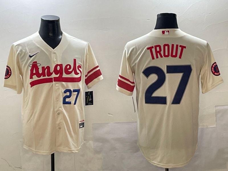 Men Los Angeles Angels #27 Trout Cream City Edition 2025 Nike MLB Jersey style 2->detroit tigers->MLB Jersey